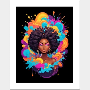 Black Woman Psychedelic Attract retro vintage 80s disco design Posters and Art